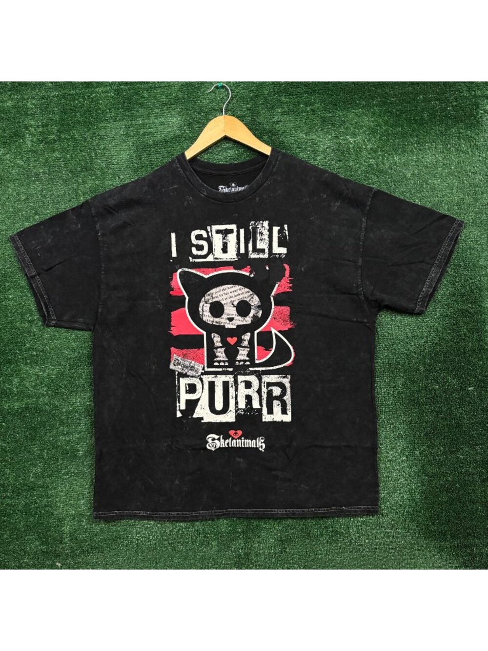 Skelanimals I Still Purr Cat Mineral Wash T-Shirt Size XXL